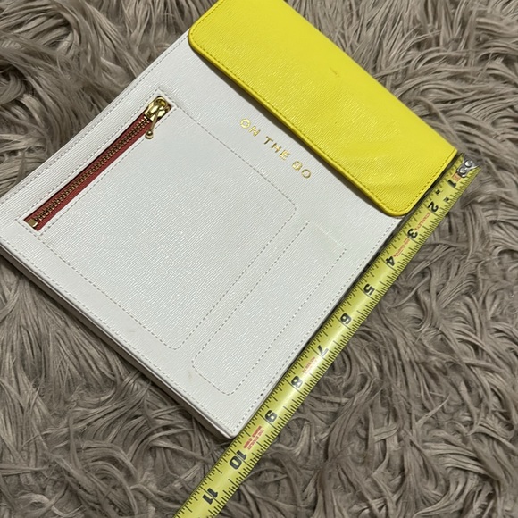 Anthropologie Tech Pouch-Snap Top Organizer-Yellow/White-GUC-A Few Marks - Picture 16 of 16